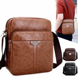 luxury Brand Vintage Men Bag Fi PU Leather Shoulder Bag Busin Menger Crossbody Bag Large Capacity Male Casual Handbag O9T7#