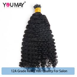 F Tips Human Hair Extensions 3B3C Kinky Curly Plastic Feather Tip Microlinks Nano Rings Human Hair Bundle For Black Women Youamy