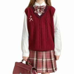 4 Colours Women Preppy Style Autumn Winter Pullover JK Sweater Vest Female Student Korean Loose Sleevel Sweater School Girl 18aj#