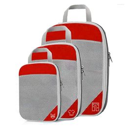 Storage Bags 3PCS Travel Compressible Bag Set Portable Packing Cubes Luggage Organizer Mesh Visual