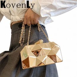 gold Women Handbag Shiny Party Chain Small Menger Bags For Women Metal Box Luxury Design Crossbody Shoulder Bag Ladys Purse o6wI#
