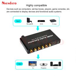 4K 5.1CH 3D HDMI Audio Extractor Decoder HDMI to 3.5mm RCA 5.1 Channel Sound Extractor Amplifier Analogue Converter for PS4 DVD