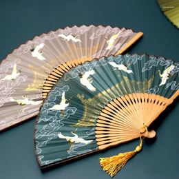 Decorative Figurines 5Pcs/Lot Folding Fan Craft Bamboo Silk Chinese Hanfu Accessories Foldable Lady Pography Props Home Ornaments