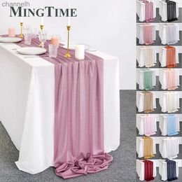 Table Runner Sheer Chiffon Luxury Solid Colorful Blue Rustic Boho Wedding Party Bridal Shower Birthday Home Christmas Decoration yq240330