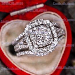 Band Rings Huitan Women 3Pcs Match Rings Sparkling Crystal Cubic Zirconia Luxury Trendy Wedding Engagement Accessories Hot Jewelry Set T240330