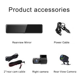 12Inch 3 Cameras Dash Cam Rear View Mirror2.5k 2560*1440P Rearview Mirror Video Recording WIFI Loop Record Phone APP GPS Car DVR