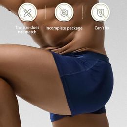 Yoga Outfit Men's Summer Thin Underwear Shorts Elastic Sport Fitness Gym Bottoms Boxer Trunks Shiny Bikini Mid-Waist Lingerie