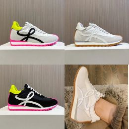 Womens casual shoes Flow Runner in nylon and suede Lace up Sneakers with a soft upper honey rubber waves sole Top cowhide shoes 35-46 Designer Sports Shoes