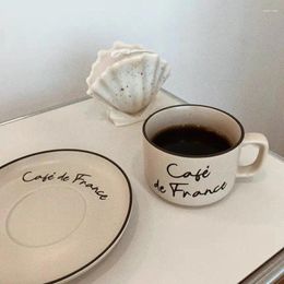 Cups Saucers Korean Ins Blogger French Beige France Couple Mug Coffee Cup Tea Plate