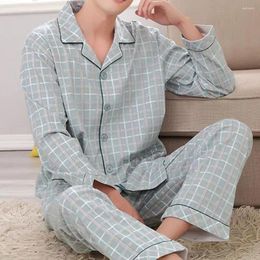 Home Clothing Pajamas Pants Set Printed Family Loungewear For Men Long Sleeve With Lapel Collar Spring Autumn Sleepwear Quick