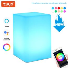 Tuya WiFi LED Smart Night Light Dimble RGB Colorful Bedside Table Lamp App Voice Control Work med Alexa Google Home Assistant