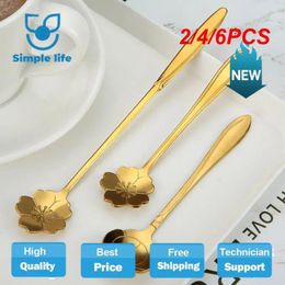 Coffee Scoops 2/4/6PCS Stainless Steel Spoon Creative Cherry Rose Gold Silver Scoop Dessert Tableware Christmas Gifts Decor