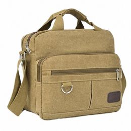 casual Men's Shoulder Bag Fi Handbag Canvas Multi-Functi Totes Vintage Travel Bags Large Capacity Male Menger Bag 8629#
