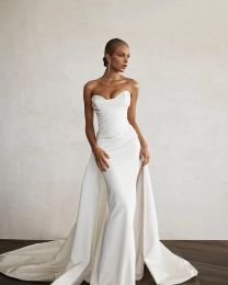 Modern Mermaid Front Slit Bridal Gowns Sweep Train Wedding Gowns Sweetheart Bridal Dresses 2023 Boho Women Custom Made