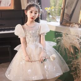 High-end temperament children's evening dress little girl birthday party princess dress small host piano clothing