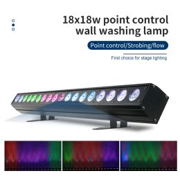 18x18W 6IN1RGBWAUV LED Wall Wash Light Angle DMX Pixels Control Device Suitable Disco DJ Ballroom Bar Decoration