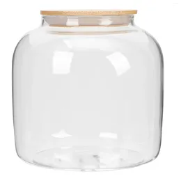 Storage Bottles Glass Tea Canister Airtight Jar Cereal Containers Cup Lid Sealed Large Bamboo Lids Make