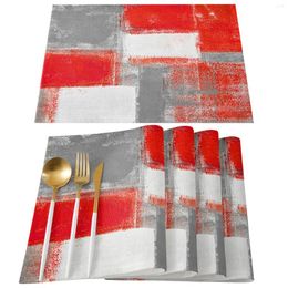 Table Mats Oil Painting Abstract Geometry Placemat For Dining Tableware Kitchen Dish Mat Pad 4/6pcs Home Decoration