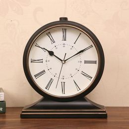 Table Clocks Large Living Room Clock Retro Silent Classic Desktop Study Bedroom Office TV Cabinet Decoration 10 Inch