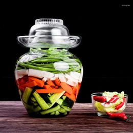 Storage Bottles 2.5-7.5KG Korea Glass Container Kimchi Jar Kitchen Thickened Pickled Household Cylinder Sealed