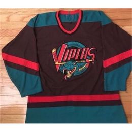 24S Customize Retro tage Detroit Vipers IHL tage Starter Hockey Jersey Embroidery Stitched or custom any name or number retro Jersey