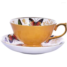 Cups Saucers Light Luxury Exquisite Gift Butterfly Pattern Coffee Cup