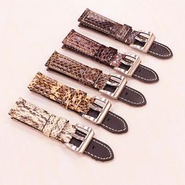 Luxury Snake Leather Watchband 20MM 22MM 24MM Pin Buckle Leather Watch Waterproof Mens Watch Replacement Accessories 240315