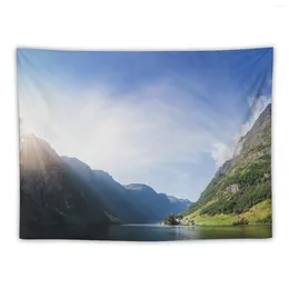 Tapestries Sunrise Over Fjord Village - Wide Panorama Tapestry Home Decorations Bedrooms Decor Decoration Wall