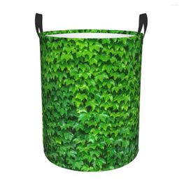 Laundry Bags Waterproof Storage Bag Green Leaves Wall Household Dirty Basket Folding Bucket Clothes Organiser