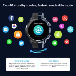 2024 New KOSPET OPTIMUS 2 Smartwatch Black 4G Android OS 2260mAh WIFI SIM Card GPS Rotatable Camera 4GB+128GB Smart Watch Men