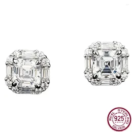 Stud Earrings 925 Sterling Silver Cut Moissanite Red Wedding Simple Exquisite Jewellery Women's Gift