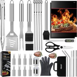 Tools Grilljoy 31PC BBQ Grill Accessories Set Heavy Duty For Men & Women Gift Utensils Kit With Scissors Grilling