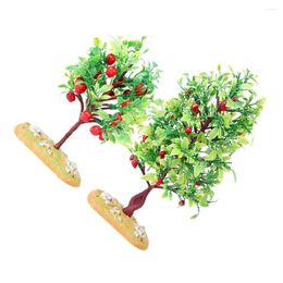 Decorative Flowers 2 Pcs Fruit Tree Model Plant Miniature Micro Landscape Decor Sand Table Fake Trees Plastic Simulation