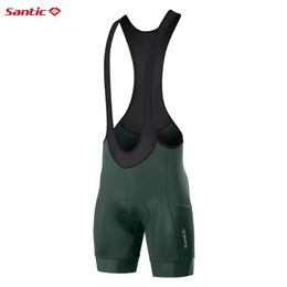 Santic Cycling Bib Shorts Men 4D Padded Biker Shorts Summer Breathable Mesh Mountain Bicycle Pants with Pockets Asian Size 240320