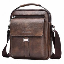 kangaroo Luxury Brand Men's Shoulder Bag Vintage Menger Bag Leather Men Handbag Split Leather Crossbody Bags For Men 2020 New 43YM#