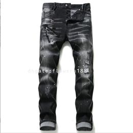 Jeans maschile d due buche laccate grigio nero selvaggio europeo europeo edizione ardo di cerniera personalizzata New jeans uomini secondi rossi quadrati