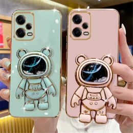 Quicksand Astronaut Phone Case For Xiaomi POCO X5 Pro 13Lite 13T Redmi Note 12 13 Pro 12S A1 12C 13C Plating Glitter Stand Cover