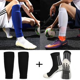 A Set Hight Elasticity Football Shin Guards Adults Kids Sports Legging Cover Outdoor Protection Gear Nop Slip Soccer Socks 240322