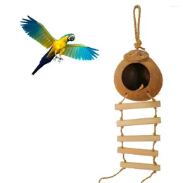 Other Bird Supplies Hamster Coconut Shell Hanging Hammock Nest Parrot Pet Ladder Summer Bed Cage Decor