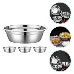 Bowls 4 Pcs Metal Stainless Steel Soup Bowl Kitchen Mixing Prep Salad Large Student