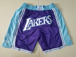 Mens''Los''Angeles''Lakers''shorts Basketball Retro Mesh Embroidered Casual Athletic Gym Team Shorts 006