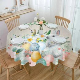 Table Cloth Watercolour Easter Flower Plants Waterproof Tablecloth Decoration Wedding Home Kitchen Dining Room Round