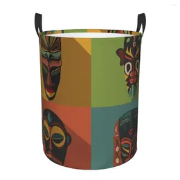 Laundry Bags Folding Basket African Ethnic Tribal Masks Dirty Clothes Toys Storage Bucket Wardrobe Clothing Organiser Hamper