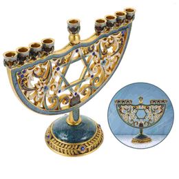 Candle Holders Hanukkah Metal Dinner Table Desktop Decor Candlestick Alloy Centrepiece Ornament