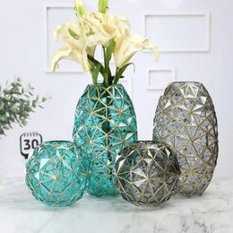 Vases Light Luxury Nordic Glass Vase Living RoomDecoration Flowers Arrangement CreativeFlowerVase Home Decor Accessories