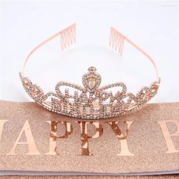Hair Clips Metal Birthday Crown Luxury Shiny Multicolor Rhinestone Ornaments Crystal Tiara Girls