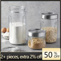 Storage Bottles Gripper Clear Glass Jars 3 Piece Set With Stainless Steel Lids Freight Free Food Containers Kitchen