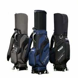 pgm Golf Bag Men's and Women's Hard Shell Retractable Ball Bag Four Wheels Flat Push Inverted Club Waterproof Bag V7UO#