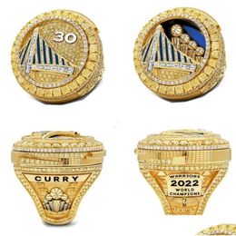 Three Stone Rings 2022 Curry Basketball Warriors M Ring With Wooden Display Box Souvenir Men Fan Gift Jewelry5598267 Drop Delivery Jew Dhfju