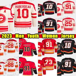 10 Jonathan Huberdeau 2023 Heritage Classic hockey jersey 91 Nazem Kadri Jacob Markstrom Elias Lindholm Andrew Mangiapane Jarome Iginla Custom Men Youth Women